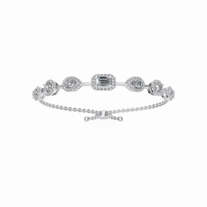 14K Yellow Gold Emerald/Pear/Round Cuts Lab Grown Diamond Filled Very Good Cut <b>Adjustable</b> Luxury Women's Engagement <b>Bracelet</b> - Product Image 4