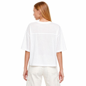Top de malla minimalista para mujer, camiseta de fútbol americano, estilo holgado oversize, cuello en V, manga corta, estilo liso, OEM, personalizado, al por mayor - Product Image 2