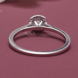 IGI Certified Cushion Cut Diamond Halo <b>Solitaire</b> <b>Ring</b> in Solid 925 Sterling <b>Silver</b> - Product Image 3