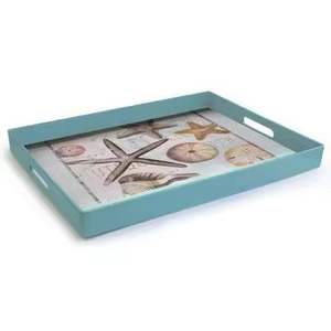 Plateau de service élégant en MDF avec finition bois, motif paysager, multifonctionnel traditionnel pour le petit-déjeuner, le service à thé, la cuisine et la salle à manger - Product Image 3