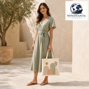 Cotton Canvas <b>Tote</b> <b>Bag</b> with Letter Pattern <b>Medium</b> Size Non Woven Handle Customized Closure for Beach & Groceries Daily Travel - Product Image 6