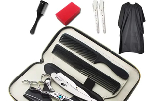 Kit Profesional de Tijeras de Peluquería de Acero Inoxidable con Tijeras de Entresacar, Peines, Cuchilla y Capa para Uso en Salón - Product Image 3