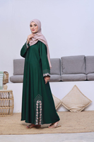 Abaya Wanita Desain Minimalis, Bahan Lembut, Busana Muslim Tradisional, Ringan, Bernapas, Anti-Statik, Panjang hingga Lantai