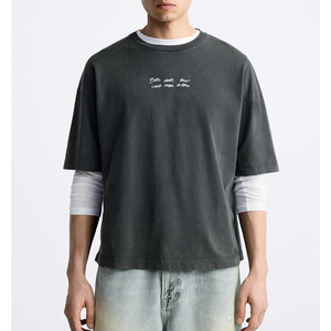 Custom Heavy <b>Weight</b> T-shirt DTG Print Tee Shirt 100% Cotton Plus Size Men's T-shirt 305 GSM Oversized <b>Blank</b> T Shirts - Product Image 5