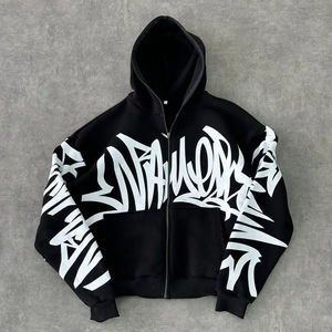 Sudadera con capucha y cremallera con estampado Y2K para hombre, sudadera extragrande estilo Hip Hop Punk, chaqueta informal de estilo urbano - Product Image 2