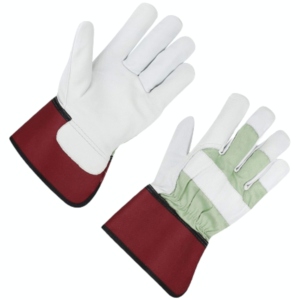 Top Seller Cowhide Grain Leather Work Gloves Back Drilled Cotton Fabric & Fleece Lining Inside For Gardening & Construction - Product Image 1