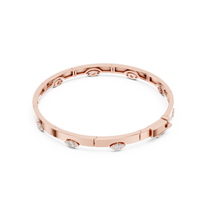 Luxury Rose Gold Lab Grown Diamond Bezel <b>Set</b> Marquise <b>Bangle</b> Bracelet Minimalist Fine Jewelry for Women - Product Image 5