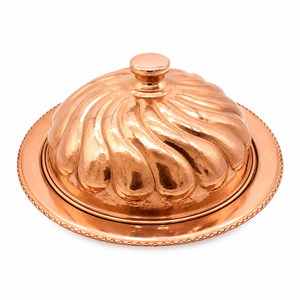 Handmade Pure Copper Food Serving <b>Tray</b> <b>with</b> Dome <b>Lid</b> | Hammered Copper Serving Platter <b>with</b> Cover | Luxury <b>Buffet</b> Food Warmer - Product Image 1