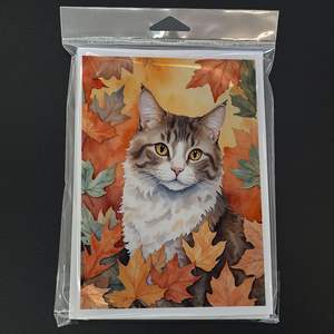 La Perm Cat in Fall การ์ดอวยพร A7แพ็คการ์ดเปล่าแปลกๆ8ใบพร้อม5x7ขนาดซองจดหมาย - Product Image 3