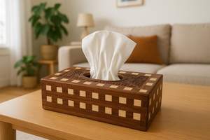 Boîte à mouchoirs en bois naturel écologique pour accessoires de maison et de bureau durables - Product Image 3