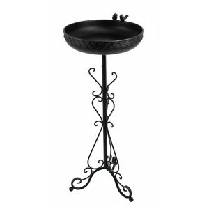 Baño para Pájaros de Hierro de Alta Calidad con Pedestal, Recubrimiento en Polvo, Hecho a Mano, Verde Antiguo, Forma de Hoja, Decoración de Jardín, para Dos Pájaros, Independiente - Product Image 5