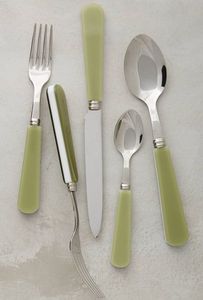 Juego de Cubiertos Vintage con Mangos de Resina Verde Menta, Acero Inoxidable Pulido a Espejo, Apto para Lavavajillas, para Bodas y Fiestas - Product Image 2