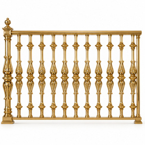 Majestic Gold Tone Railing with Sculpted Teardrop Spindles, Floral Detailing and Decorative Staircase Handrail Balustrade - Product Image 3