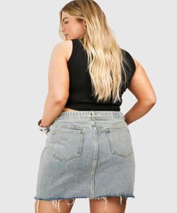 กระโปรงยีนส์ยืดทรงเรโทรแฟชั่นใหม่ ผ้าฝ้ายสีน้ำเงินเอวสูงทรงมินิ กระโปรงยีนส์สั้นแบรนด์แฟชั่นสำหรับผู้หญิง - Product Image 2