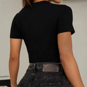 OEM 2024 New Fashion Comfortable Women's Slim Fit Crop <b>Top</b> Workout Yoga Breathable Quick Dry Custom Logo T-Shirts Eco-Friendly - Product Image 2