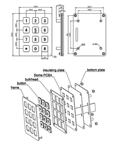 <span class=keywords><strong>12</strong></span> düğme 3x4 matris tuş takımı endüstriyel 304 paslanmaz çelik Metal sayısal tuş takımı - Product Image 6