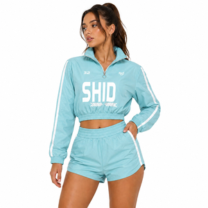 Ensemble tendance coupe courte coupe-vent et short pour femme, survêtement léger en nylon, sweats à capuche pour homme, vente en gros, personnalisable, marque privée, OEM, USA - Product Image 1