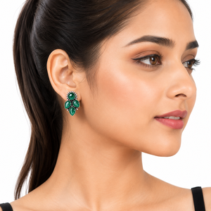 Direct usine Boucles d'oreilles pendantes en laiton oxydé argenté, serties de pierres naturelles en forme de poire, bijoux tendance pour fêtes et mariages - Product Image 5