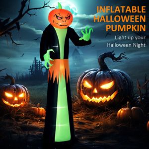 Fantasma Gonfiabile a Forma di Testa di Zucca di Halloween da 2,7 m e Fantasma LED per Decorazioni Esterne da Giardino - Product Image 4