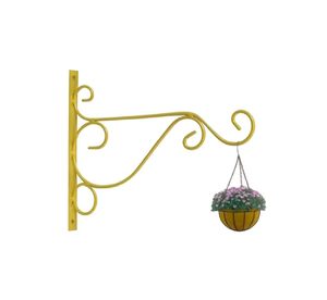 Support mural décoratif en métal doré pour plantes suspendues, paniers de fleurs, lanternes, mangeoires à oiseaux, jardin, véranda et patio - Product Image 1
