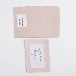 Premium Nude Pink Deckle Edge <b>Paper</b> 200GSM Handmade Cotton Rag Stationery for Wedding Invites and Luxury Letterpress Craft - Product Image 1