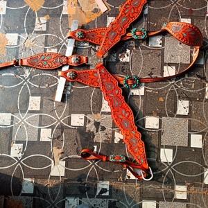 Western Floral Hand Tooling Horse Tack Headstall Bridle Exportateurs indiens au prix de gros Prêt à expédier Rodeo Headstall - Product Image 2