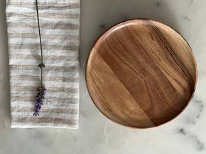 Bandeja Redonda de Madera Natural, Plato Decorativo Circular para Servir, para Restaurante, Hogar, Hotel, Boda - Product Image 3