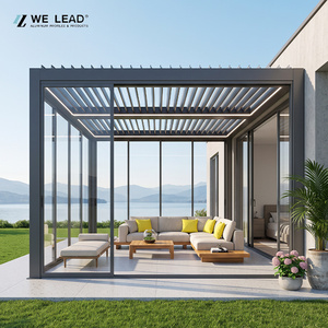 Pérgola bioclimática inteligente de aluminio con techo de lamas ajustables para un moderno espacio de vida al aire libre en el jardín. - Product Image 2