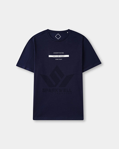 Camiseta Gráfica Azul Marino para Hombre, Manga Corta, Cuello Redondo, Algodón Jersey, Corte Regular, Transpirable, Informal, Estampada - Product Image 1