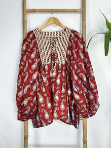 Blusa Bohemia de Algodón Puro, Top Bordado con Estampado Floral, Estampado Indio Bagru, Estilo Globo, Ropa de Verano Informal, Top sin Mangas - Product Image 4