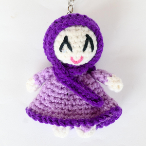 Llavero de muñeca de ganchillo hecho a mano, amigurumi de niña musulmana tejida, colgante para bolso, colgante para mochila, arte puro, regalos artesanales - Product Image 4