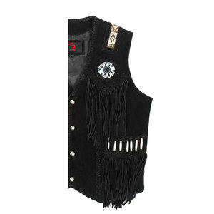 Solid Trader Deluxe <b>Suede</b> Fringe Leather <b>Jacket</b> <b>Men's</b> Winter Zipper Closure Western Tassel Fashion High Elasticity Soft Texture - Product Image 3