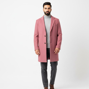 <b>Men</b> Classic Fit <b>Overcoat</b> <b>Long</b> <b>Wool</b> Winter Coat OEM Factory Custom Logo Design Formal Fashion Outerwear Wholesale Supplier Real - Product Image 1