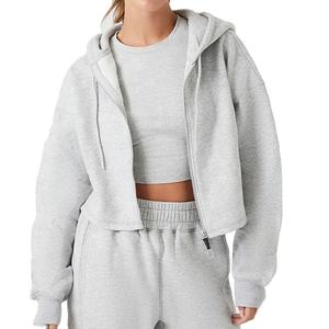Conjunto Deportivo de Invierno para Mujer, Ecológico, Sudadera Corta con Capucha, Ropa Casual para Gimnasio, Sudadera con Capucha de Manga Larga, Ropa Deportiva - Product Image 3