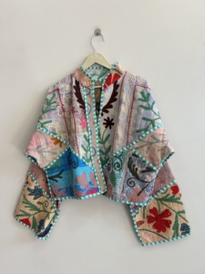 Veste en coton brodée Suzani, veste bohème respirante, veste en coton à motif floral pour femmes, style streetwear printemps - Product Image 2
