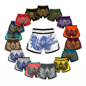 Shorts de Muay Thai personnalisés de haute qualité, imprimés par sublimation, avec nom de marque, coupe ample, pour entraînement de kickboxing - Product Image 1