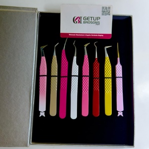 GETUP BROSONS IMPEX – Kit de pinces à extensions de cils colorées et de styles variés, outils de précision en acier inoxydable anti-magnétique et lisses - Product Image 5