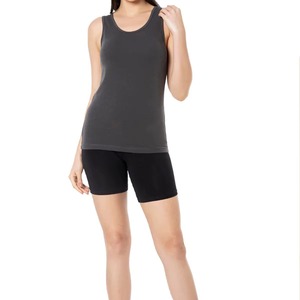 Débardeur en jersey tricoté gris à col rond pour femme, couleur unie, respirant, décontracté, sans manches, longueur standard - Prix de gros - Product Image 6