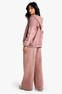 <b>Womens</b> Winter Acid Wash Tracksuit Embroidered Logo Casual Sports Hoodie Set OEM Custom Embroidery 100% Cotton Wholesale Factory - Product Image 5