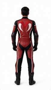 Traje de Motociclismo de Nylon Rojo y Negro Estampado para Hombre, Mono de Una Pieza con Bloques de Color, Colores Personalizables, Diseño Protector - Product Image 2