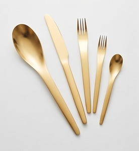 Ensemble de couverts modernes en or avec design polyvalent, couverts élégants pour la salle à manger, les cadeaux, les repas et les repas. - Product Image 1