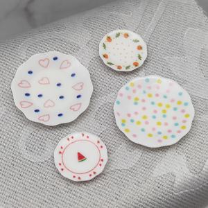 Miniature <b>Doll</b> House <b>Accessories</b> Plates set Featuring Unique Colorful Design of polka dot, heart, water melon & strawberry - Product Image 6