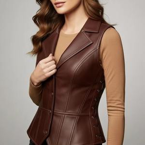 Gilet en cuir véritable pour femme, toile imperméable de haute qualité, nouvelle mode décontractée 2026 - Product Image 3