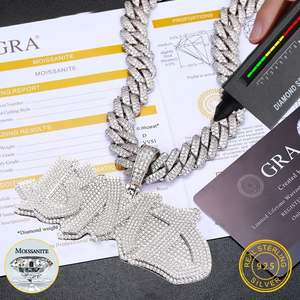 Collar con colgante de letra personalizada de plata 925 con diamante moissanita de lujo, estilo unisex de alta calidad, para hombre, joyería hip hop, regalo. - Product Image 5