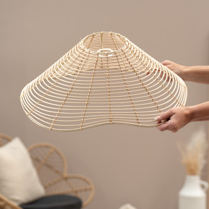 Pantalla de Lámpara Colgante de Ratán Tejido, Venta al por Mayor Directa de Fábrica, Proveedor OEM, Ecológica, Pantalla de Ratán Ondulado Ancho, Precio Económico - Product Image 2