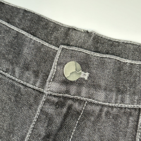 Jean cargo ample en denim de coton avec poches, coupe droite, style streetwear, fermeture éclair, cordon de serrage, décontracté pour homme