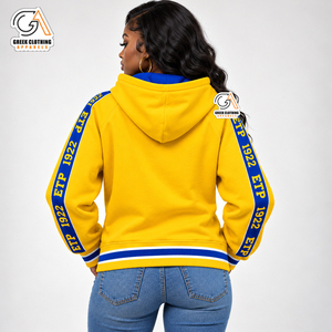 Sudadera con Capucha para Mujer con Letras Griegas Sigma Gamma Rho, Estampado Frontal GREATER, Franjas en las Mangas ETP 1922, 100% Algodón, Bordado Ecológico - Product Image 2