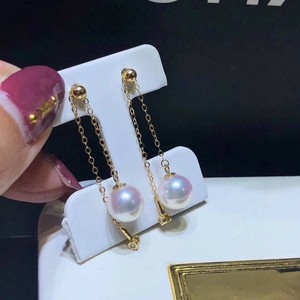 Nouvelles boucles d'oreilles pendantes en perles doubles de couleur reine, or 18 carats, perles rondes de 11-12 mm, 7-8 mm, presque parfaites - Product Image 4