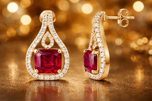 Pendientes de plata de ley 925 con rubí y circonita cúbica, hechos a mano, con gemas, para mujer. - Product Image 6