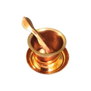 Ensemble Panchpatra en Cuivre avec Achamani, artisanat traditionnel indien, Panchpatra avec cuillère pour Pooja, temple, Diwali (4,5 cm) - Product Image 5